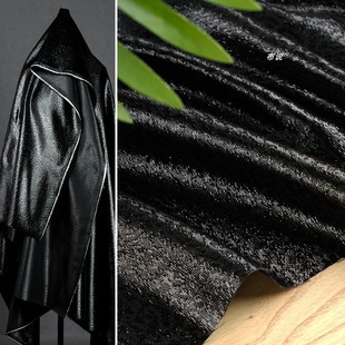 时尚麻点布闪亮面料 黑色 晚礼服半裙休闲套装上衣设计师服装布料