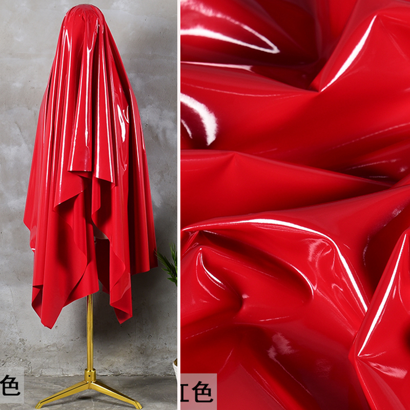 大红色镜面亮面pu光滑设计师皮革
