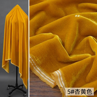 杏黄色 高仿真丝乔绒金丝绒面料 加密梭织无弹锦绒天鹅绒礼服布料
