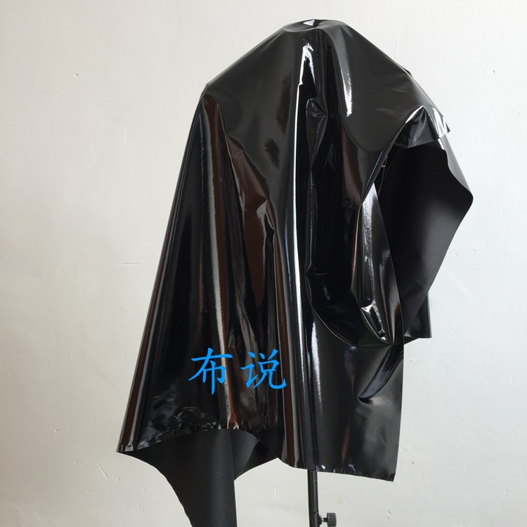 PU漆皮舞台表演服装纯黑色布料