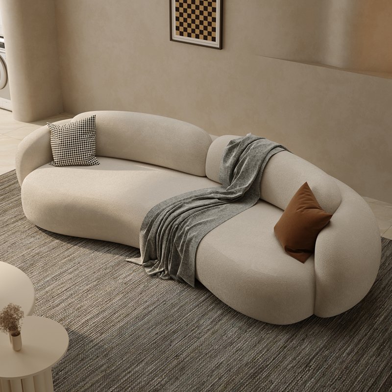奶油风弧形异形沙发设计师款服装店美容院接待会客室洽谈