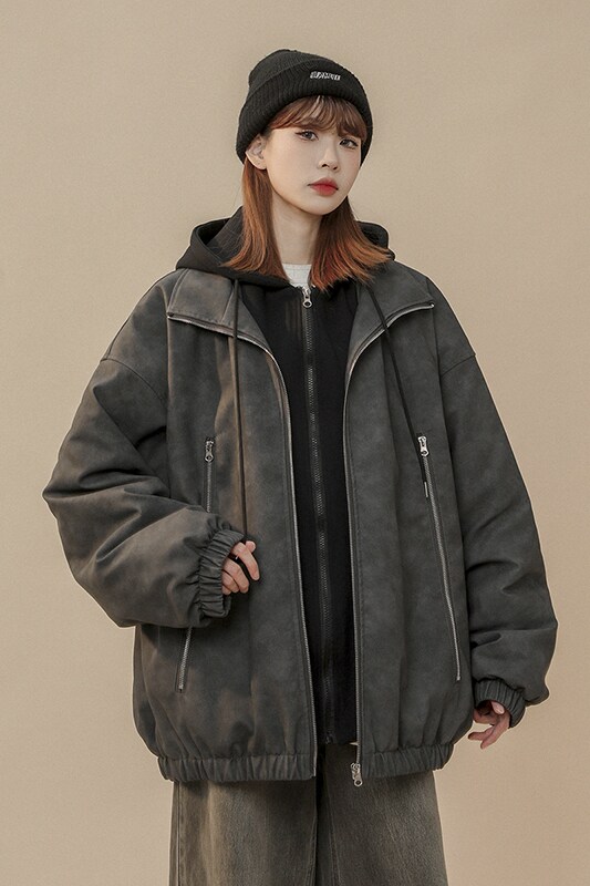 现货1014-MY7709-P148美式复古做旧PU皮衣棉服女2025新款冬季,男装皮衣,星座1014