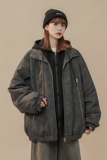 现货1014-MY7709-P148美式复古做旧PU皮衣棉服女2025新款冬季，男装皮衣，星座1014