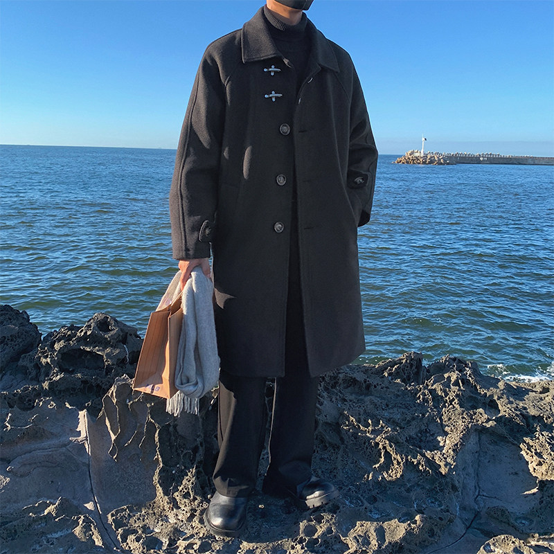 现货1014-F601-P128~2025秋冬季毛呢大衣男中长款妮子风衣外套,男装风衣,星座1014