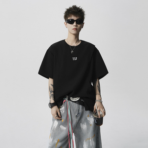 1014-T409-P48-美式高街解构圆领套头衫潮牌设计感宽松体恤图片