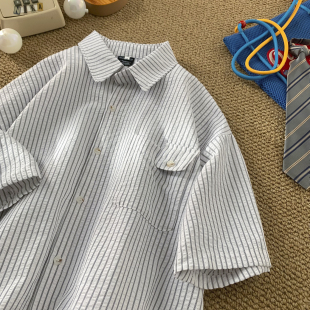 CS005 衬衫 特P38夏季 条纹短袖 男休闲衬衣 新款 现货1014