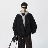 现货1014-FY823-P138~假两件连帽可拆卸毛呢短款夹棉大衣外套，女装短外套，星座1014