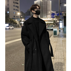 现货1014-FY605-P128冬季新款韩版男士过膝毛呢大衣休闲呢料外套图片