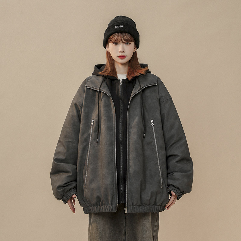 现货1014-MY7709美式复古做旧PU皮棉服女2025新款冬季,男装棉衣,星座1014