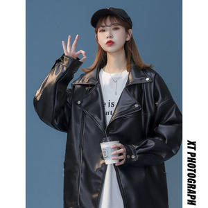 1014-JK09-pu皮夹克情侣冬季加绒ins炸街机车服P108图片