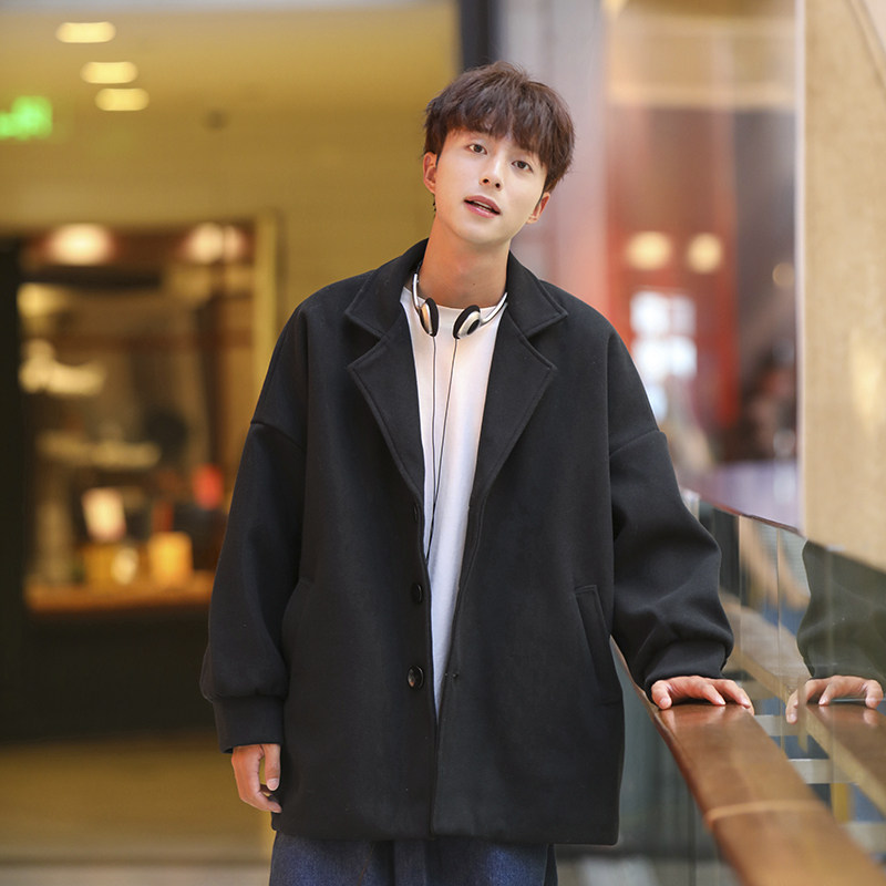 现货1014-F001-P108-秋冬毛呢大衣男韩版潮流中长款风衣外套,男装风衣,星座1014