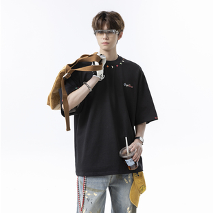 P48 T408 重磅刺绣短袖 T恤男夏季 宽松男 爆款 美式 现货1014