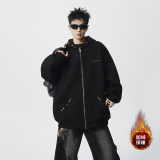 现货1014-WY03-P85重磅字母刺绣开衫加绒连帽卫衣男秋冬季，男装卫衣，星座1014