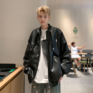 现货1014-PJK535-P108-2025春秋季新款皮衣男皮夹克外套图片