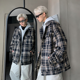 现货1014-WT6201-p118-限148假两件连帽复古格子夹克男毛呢外套，男装夹克，星座1014