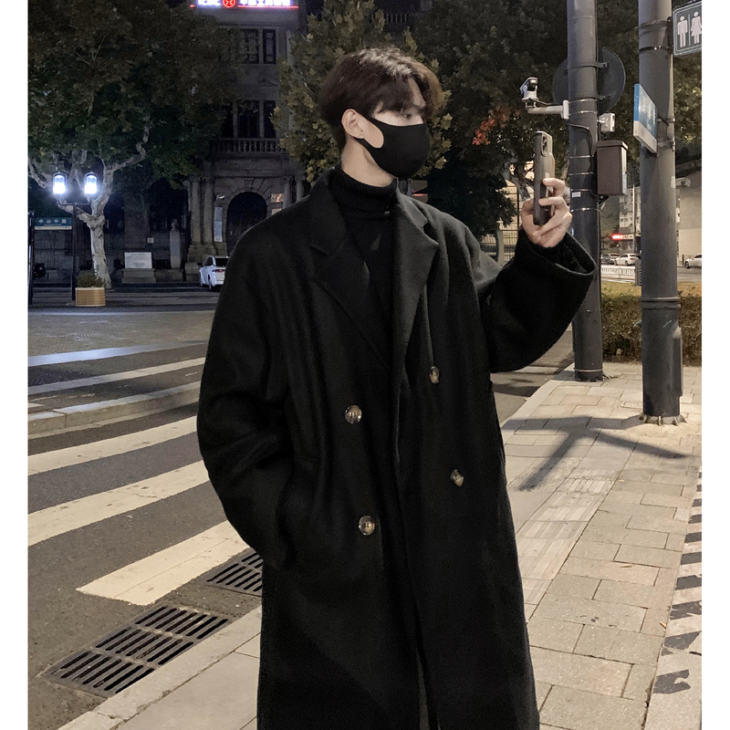 1014-FY607-P128得物直播精品秋冬毛呢大衣男中长款韩系风衣外套，男装风衣，星座1014