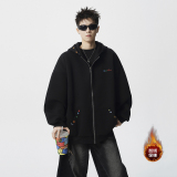 现货1014-WY03-P85重磅字母刺绣开衫加绒连帽卫衣男秋冬季，男装卫衣，星座1014