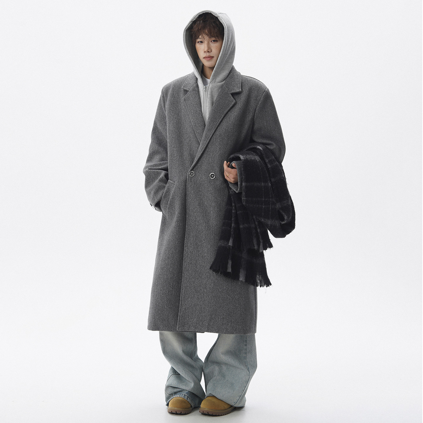 1014-FY928-P148-中长款可拆卸连帽毛呢大衣男冬季保暖加棉加厚，男装棉衣，星座1014