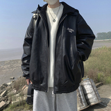 1014-PY987-p148连帽假两件夹棉皮衣男士棉服男秋冬季限178，男装皮衣，星座1014
