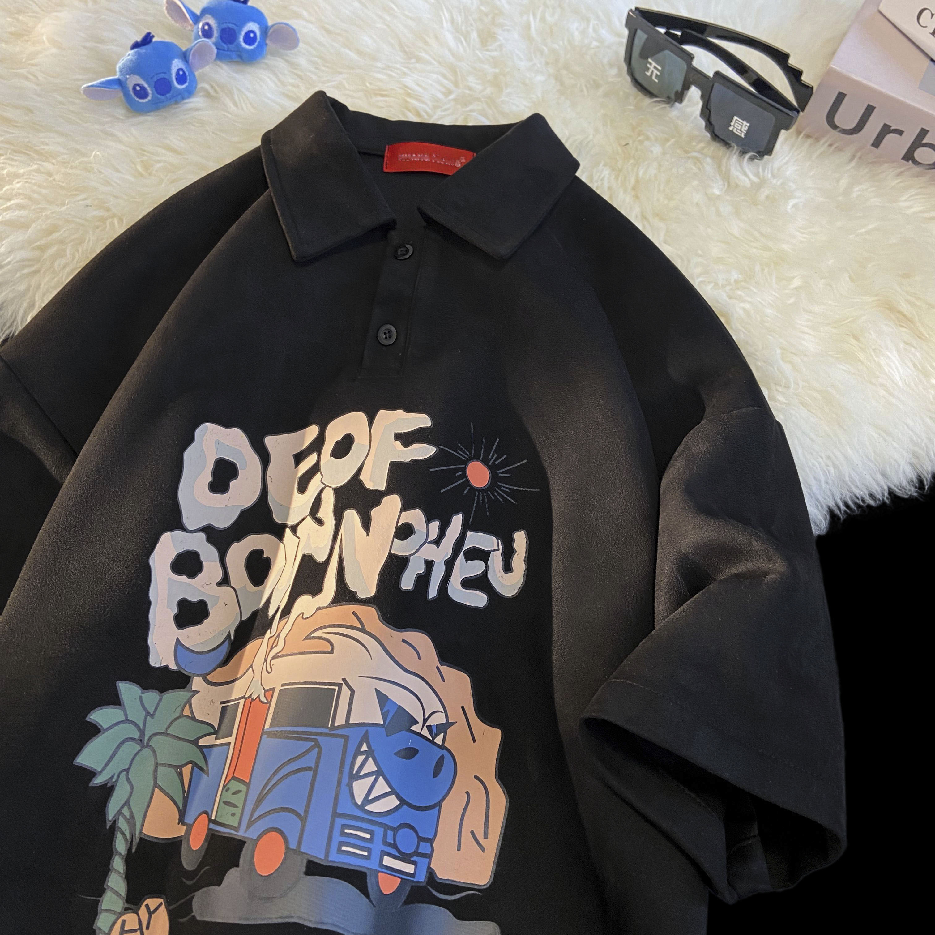 已注册版权T87美式polo衫男短袖夏季重磅欧美高街衣服衬衫P48限58，男装T恤，星座1014