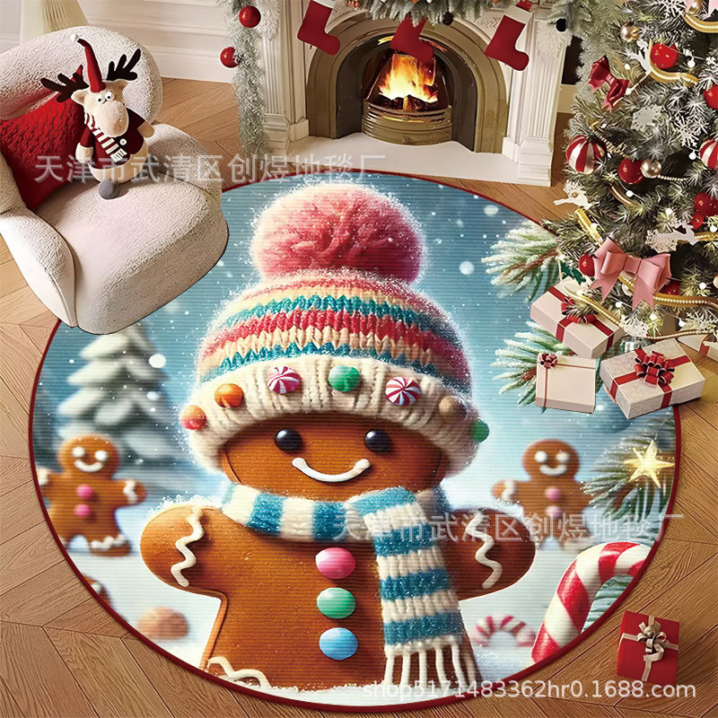 现货欧美圣诞圆形地毯客厅家居水晶绒大地毯客厅卧室耐脏易打理毯