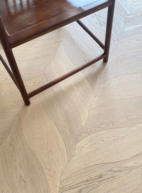 橡木黑胡桃莫兰迪灰色异形树叶拼花地板实木多层地板15mm地热地暖