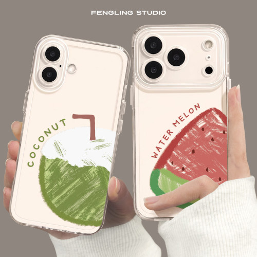 椰子涂鸦iPhone16苹果17promax小米15夏天ins华为mate80适用p70创意vivos50情侣opporeno14透明红米k90手机壳