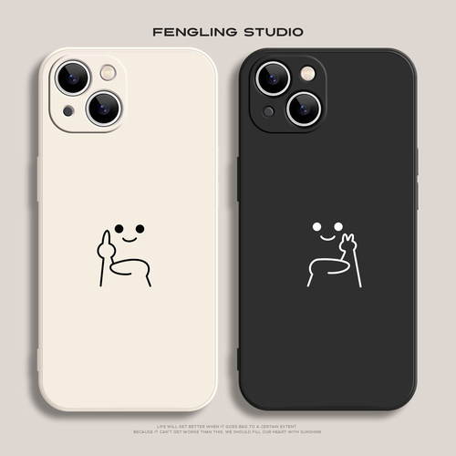 比耶趣味简约可爱iPhone17promax苹果16小米15新款p80华为mate70适用iqoo13荣耀90vivoX200一加ace情侣手机壳