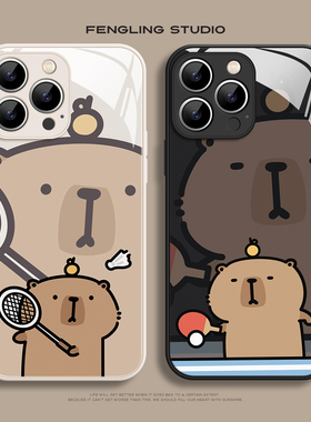 运动水豚iPhone17promax苹果16plus小米15华为mate80可爱pura70卡通iqoo15情侣vivox300适用opporeno14手机壳