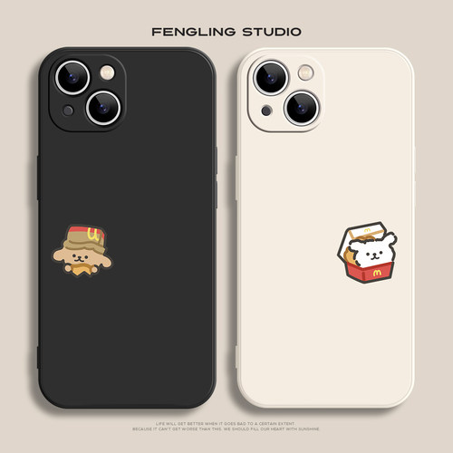 汉堡小狗适用iPhone17promax苹果14小米15华为pura80pro荣耀500vivos30可爱opporeno15红米k90一加情侣手机壳
