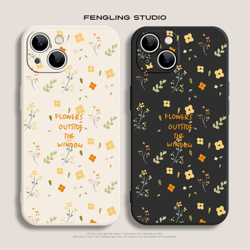 窗外碎花iPhone17promax苹果16小米15华为mate80新款ins风小众13适用reno14荣耀magic8红米k90vivox200手机壳