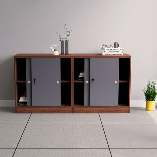 办公室文件柜推拉移门木质矮柜