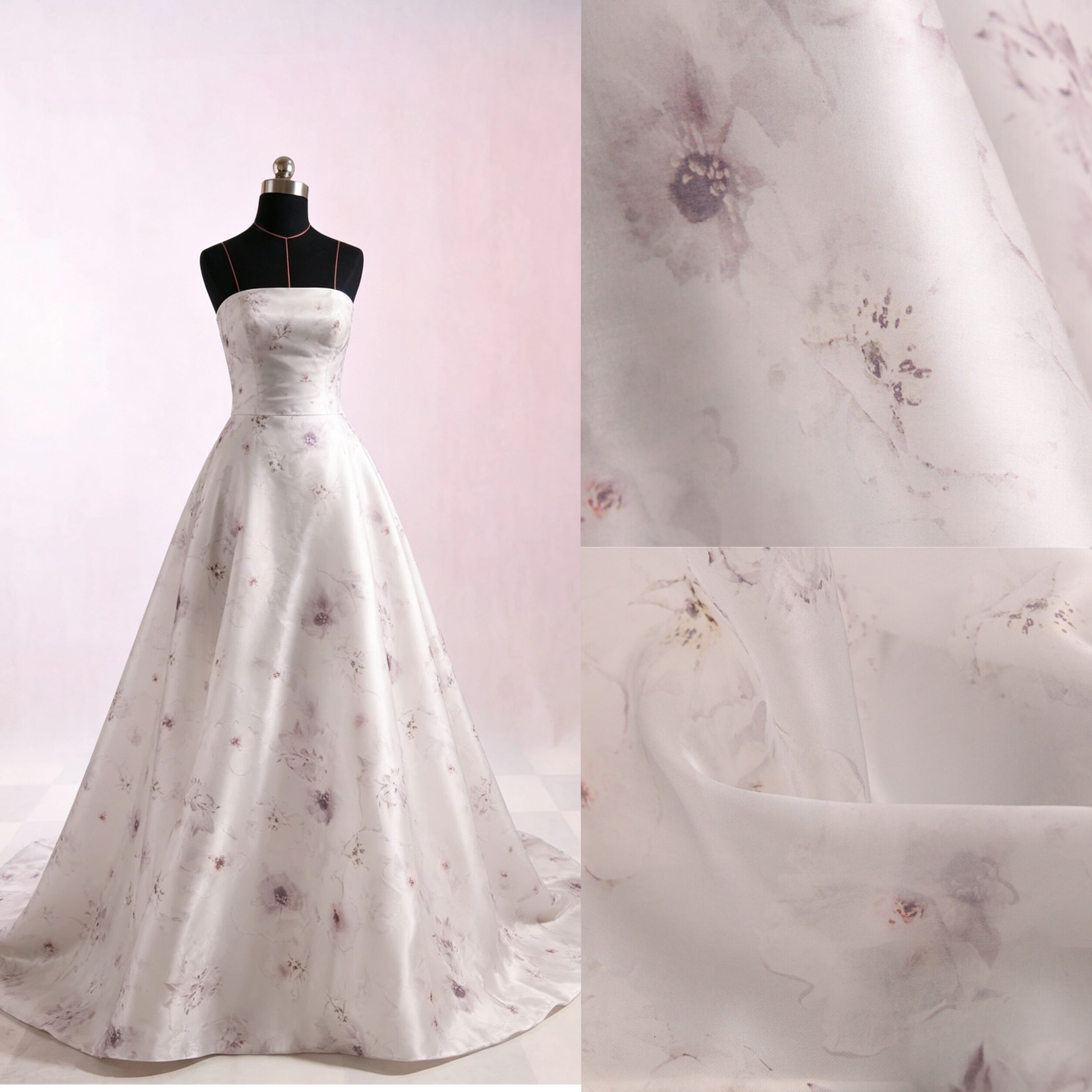 纯欲风 水粉花 玫瑰芯 植物草木染100%桑蚕丝欧根缎 设计师面料