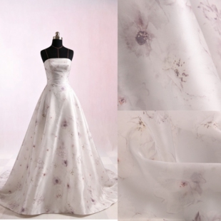 纯欲风 水粉花 玫瑰芯 植物草木染100%桑蚕丝欧根缎 设计师面料