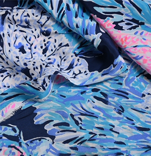 芭蕉花 双绉16姆100丝138宽 大牌lilly莉丽手绘系列定织美式