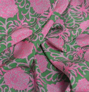 秋日菠萝花 双绉16姆100丝138宽 大牌lilly莉丽手绘系列定织美式