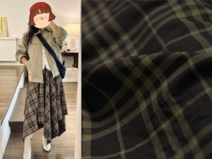 亚麻40聚酯145宽 设计混纺天丝亚麻34姆60天丝 骑士格纹 B家经典