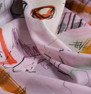 街头涂鸦 MQ品牌设计师原单尾货真丝欧根纱高棉13姆60丝40棉135宽