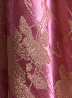 绯烟染荷 中式国风提花设计真丝冠乐缎26姆60真丝40天丝140宽