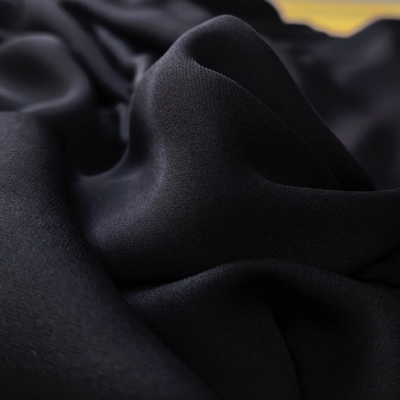 『黑色』桑蚕丝面料经典品类16姆米真丝双乔绉 俗称加厚版乔其纱