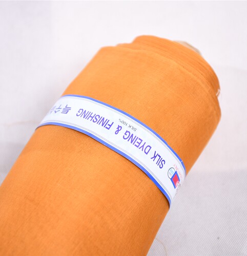 한국산 실크 오간사 韩国纯进口11姆米真丝欧根纱 焦糖橙色 暖橘