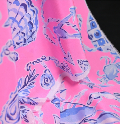 海底世界 大牌lilly莉丽手绘系列定织美式双绉16姆100丝138宽