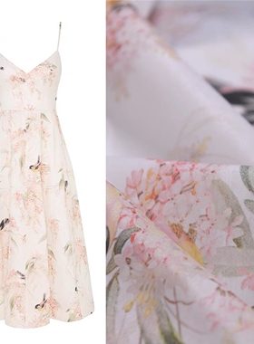 ZIM大牌订单梦幻花鸟花园玻璃欧根纱14姆100聚酯148宽 设计师布料