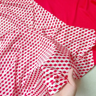 秀场摩登 1个定位2.15米 菱形格真丝弹力斜纹缎20姆100丝138门幅
