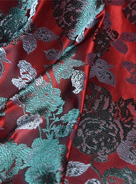 玫瑰谷仓 国风古风设计真丝提花宋锦41姆65丝35人丝112宽 设计师