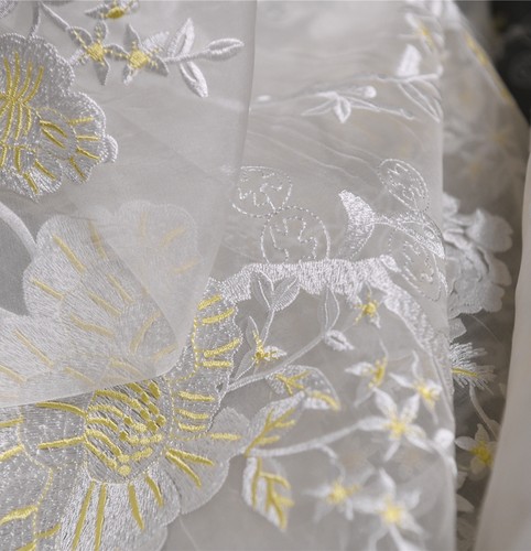 绣艺云章 品牌定织丝绸精美重工刺绣真丝欧根纱20姆100丝130宽