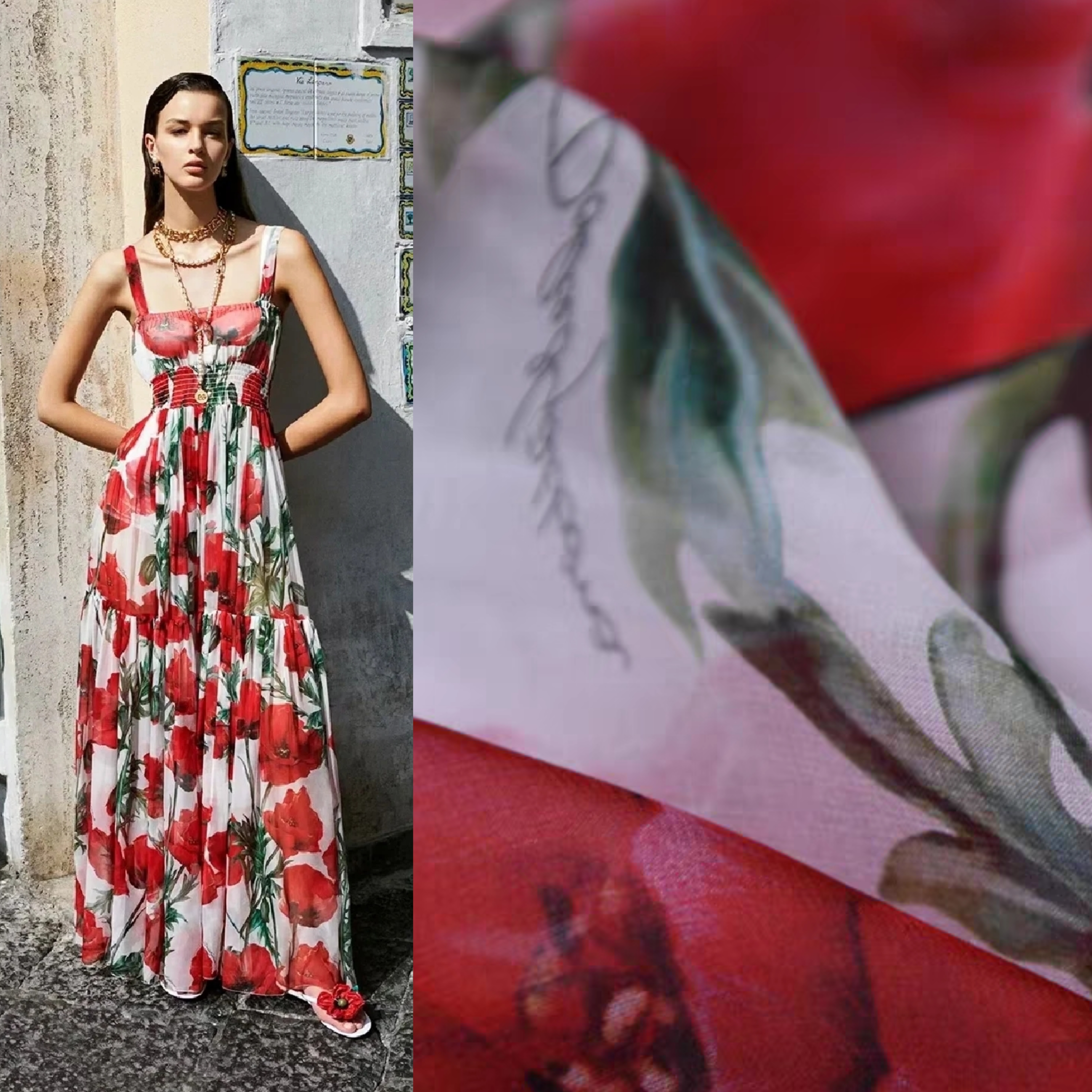 大绘玫瑰  DG品牌设计签名款真丝雪纺8姆100丝138宽 少量尾货