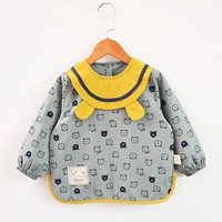 Детский хлопковый фартук для мальчиков, водонепроницаемый нагрудник для еды, с медвежатами, анти-грязь, сзади на завязках