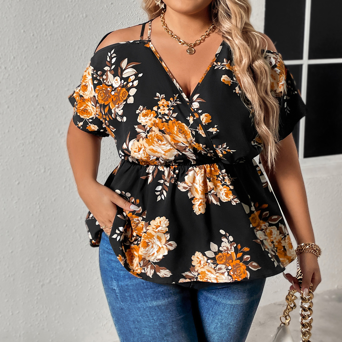 Summer Chiffon Shirt Women Floral Print Plus Size Blouses