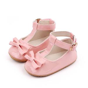 Baby Girls Sandals Shoes PU Leather Solid Beautiful Bow Rubb